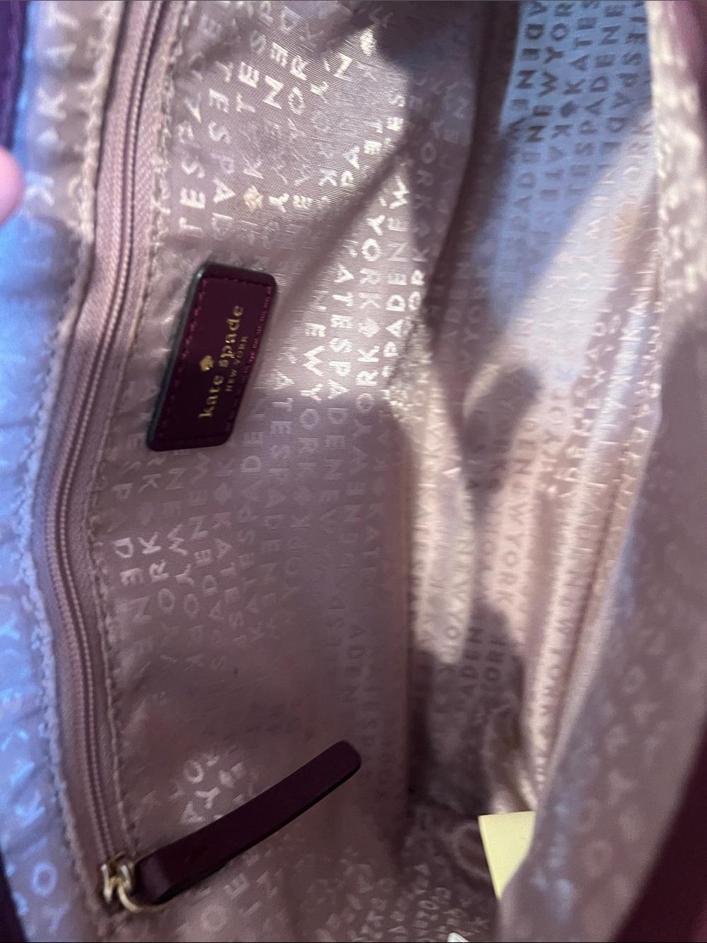 kate spade Quilted Burgundy Leather with Gold Chain Handles and longer strap. - Picture 12 of 13